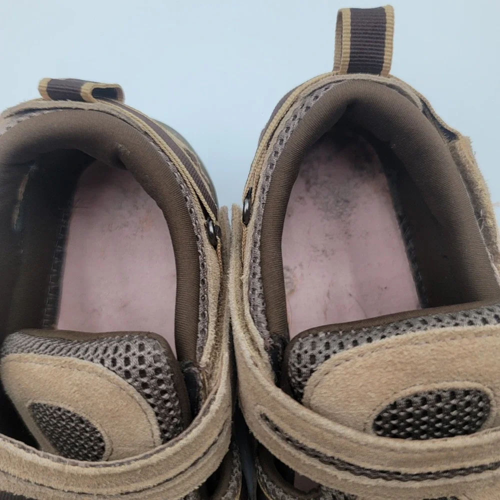 Orthofeet 77873 Womens 11‎ Wide Tan Leather Mesh Fisherman Sandals Bungee Strap